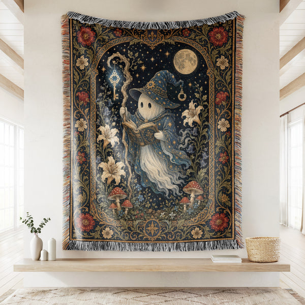 Moonlit Ghost Wizard Blanket