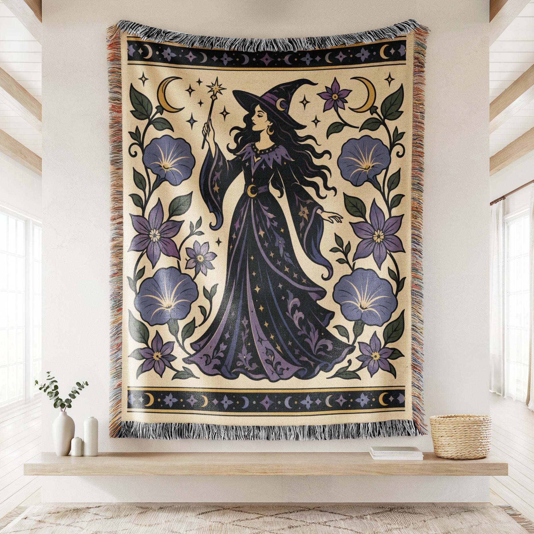 Moonlit Witch & Wildflowers Blanket Secondary image