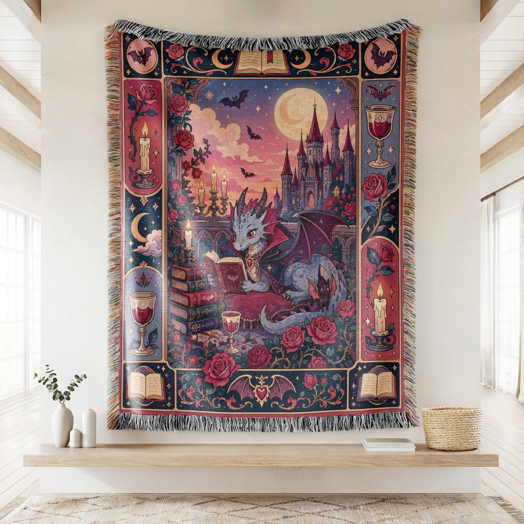 Crimson Castle Dragon Reader Blanket