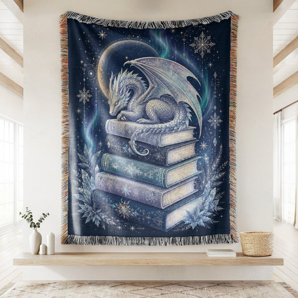Frost Moon Dragon Library Blanket