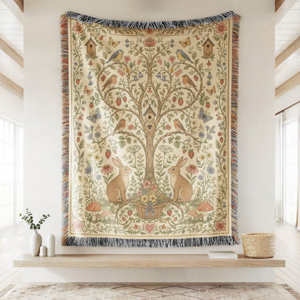 Rabbit Garden Tree of Life Blanket