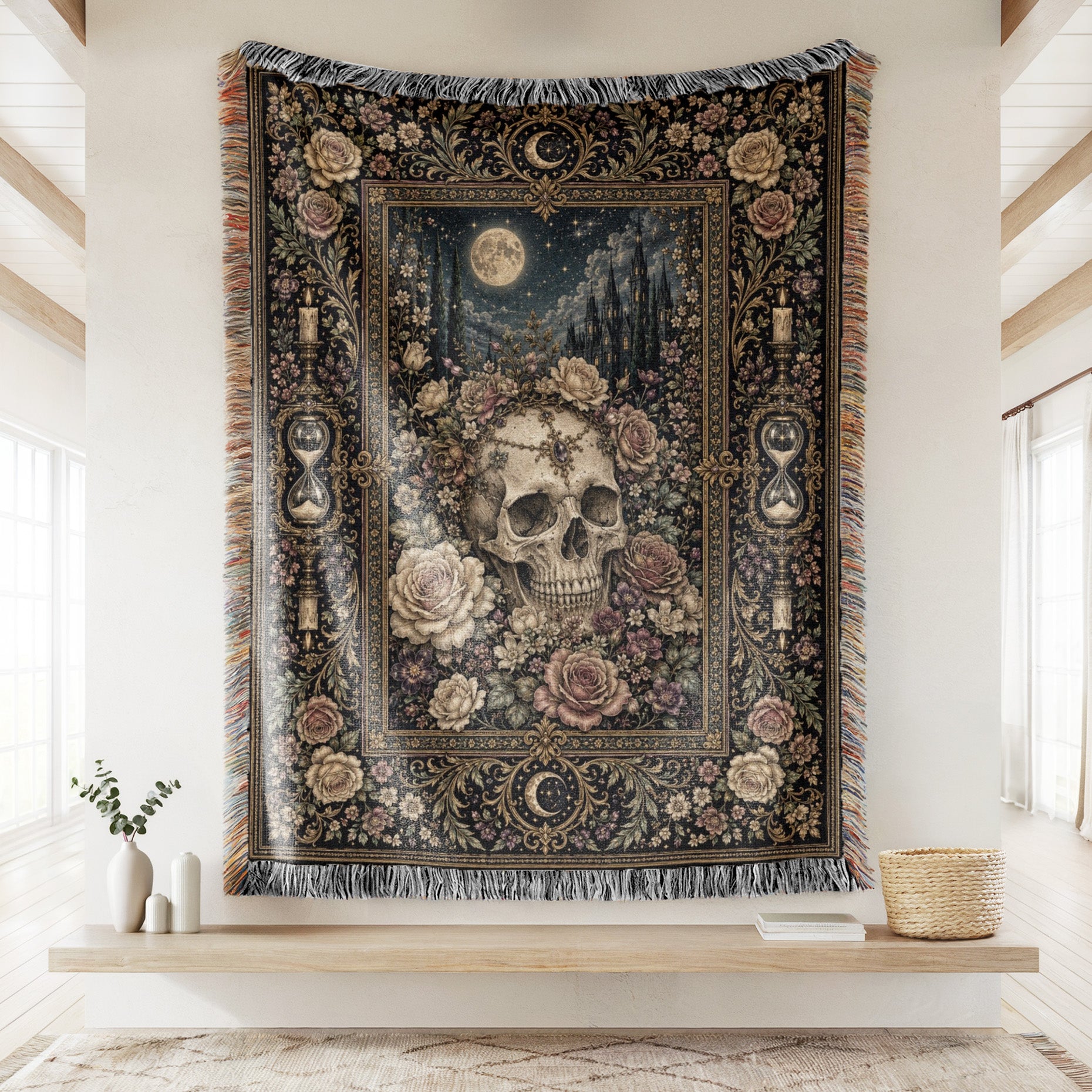 Skull Among the Roses Blanket Secondary image