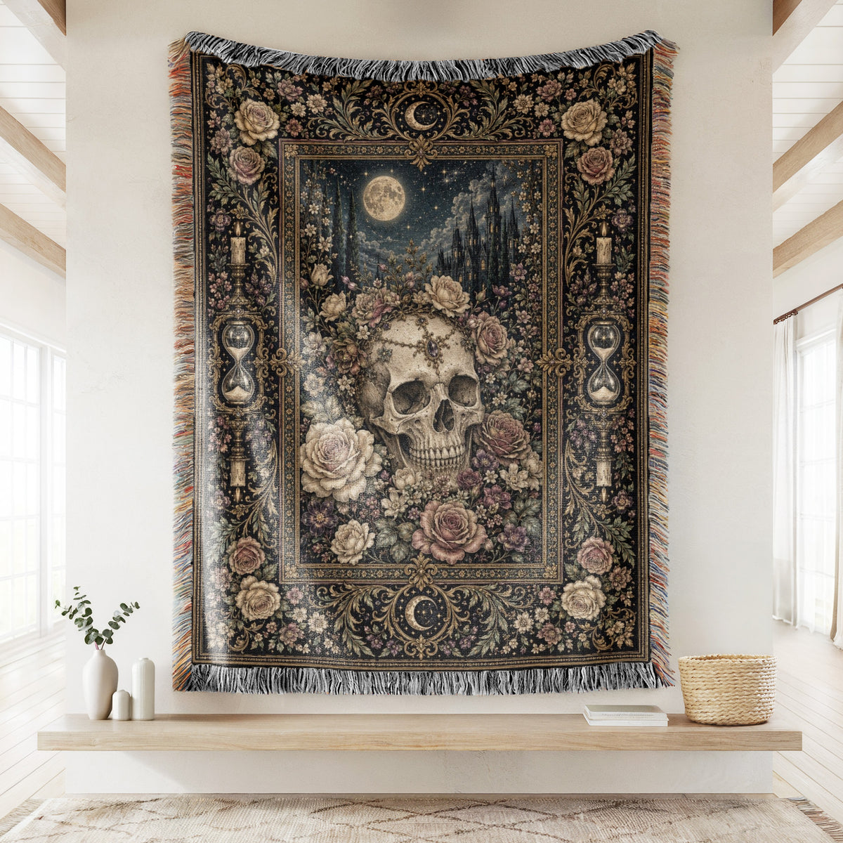 Skull Among the Roses Blanket