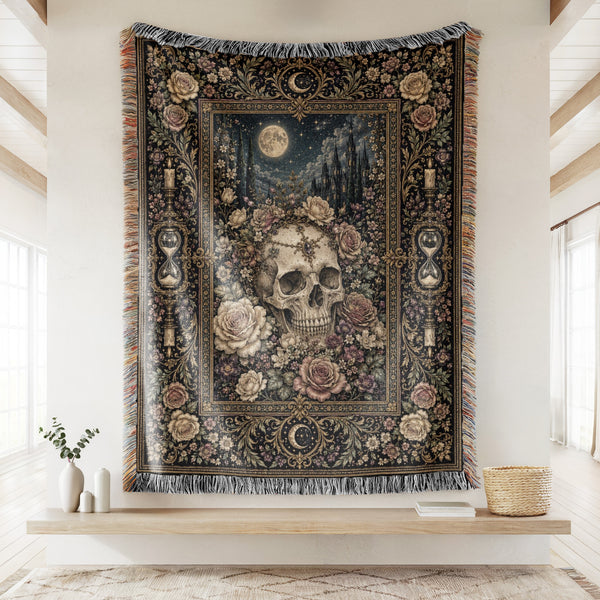 Skull Among the Roses Blanket