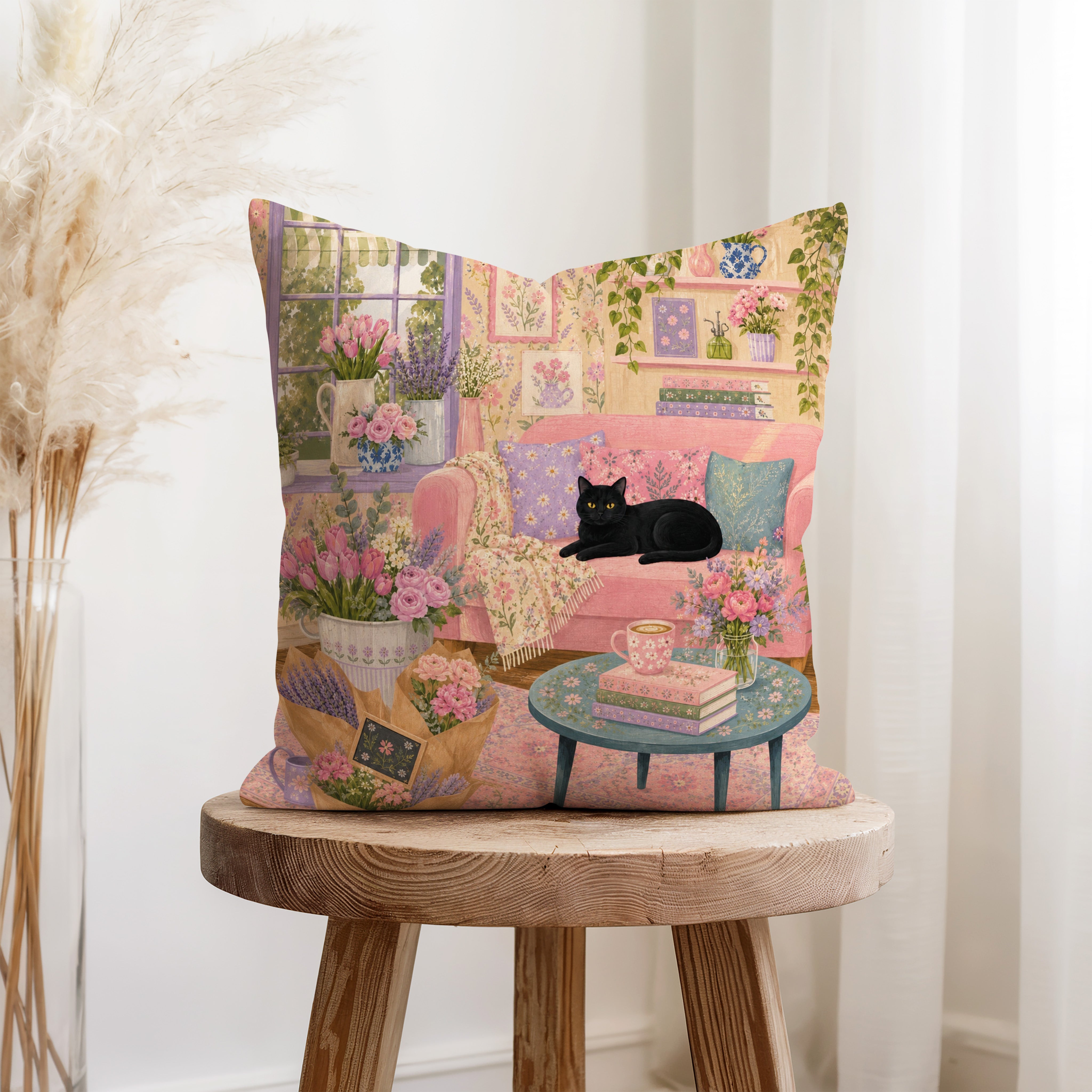 The Parlour Cat – Cottagecore Floral Pillow Secondary image