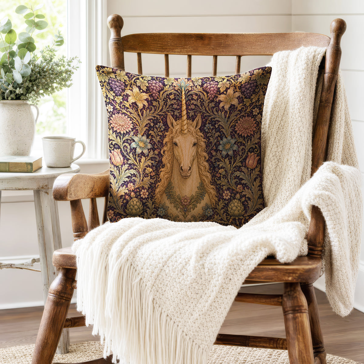 The Unicorn of Grapes – Medieval Botanical Pillow