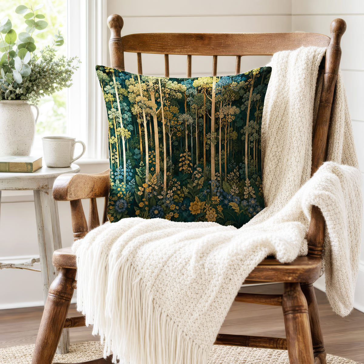 Midnight Flower Grove Pillow