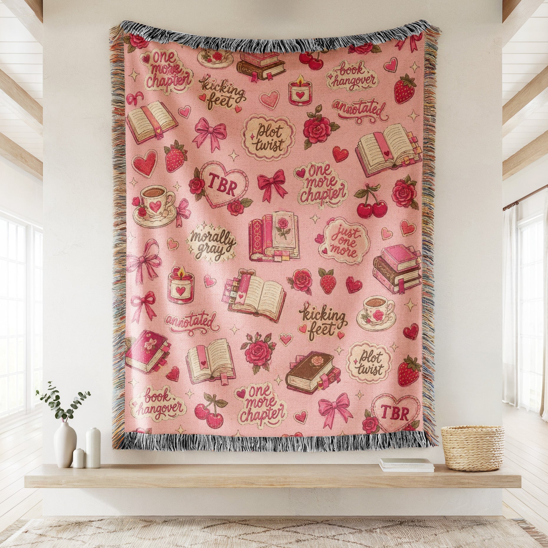 Pink Book Lover Pattern Blanket Secondary image