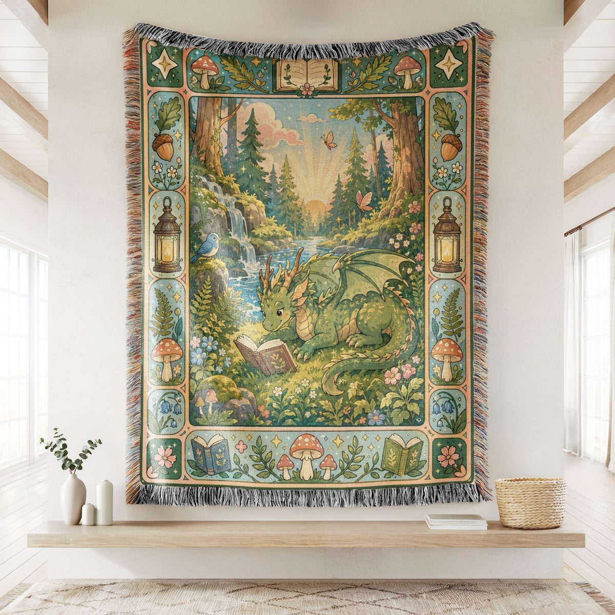 Woodland Dragon Reading Blanket