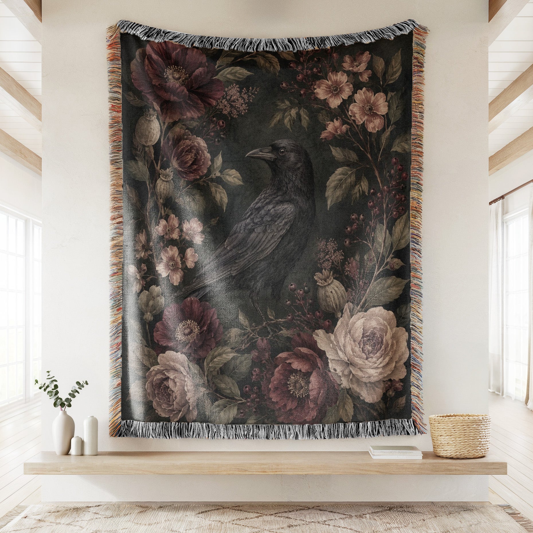 Dark Floral Raven Blanket Secondary image