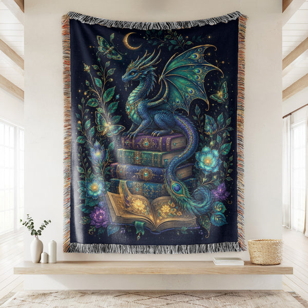 Enchanted Peacock Dragon Book Blanket