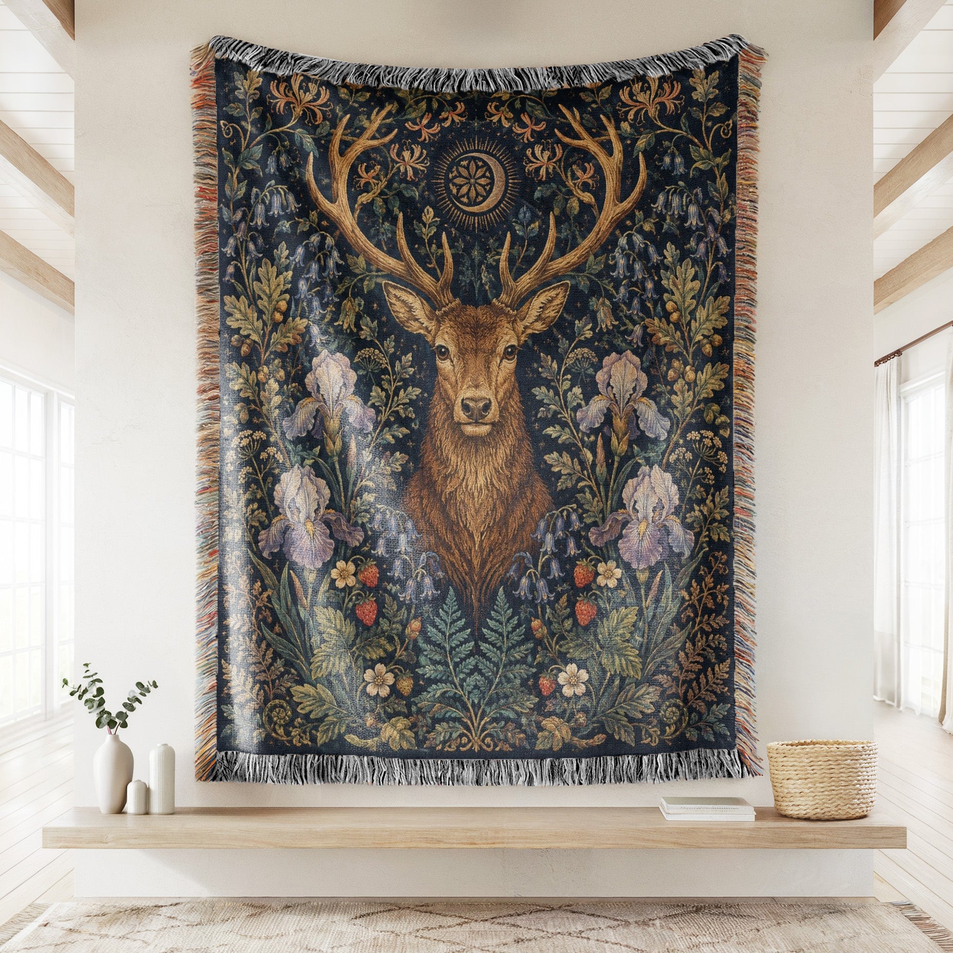 The Stag of the Iris Garden Blanket Secondary image