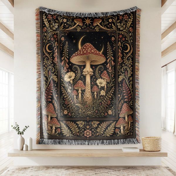 Moonlit Amanita Garden Blanket