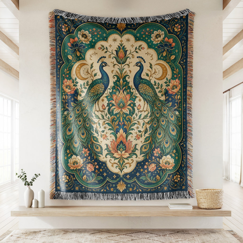 Peacock Moon Garden Blanket
