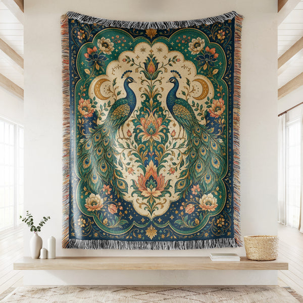 Peacock Moon Garden Blanket