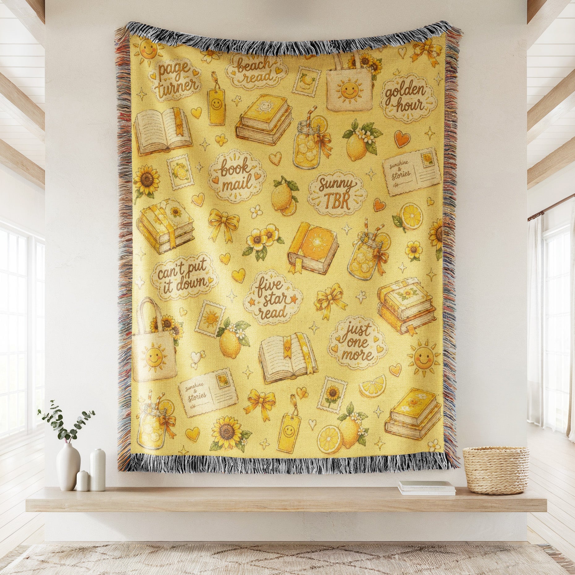 Sunny Book Lover Pattern Blanket Secondary image