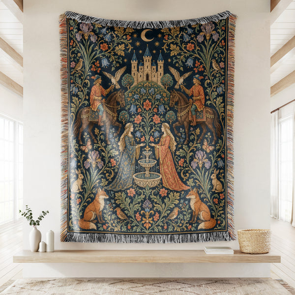 The Moonlit Falconers’ Garden Blanket