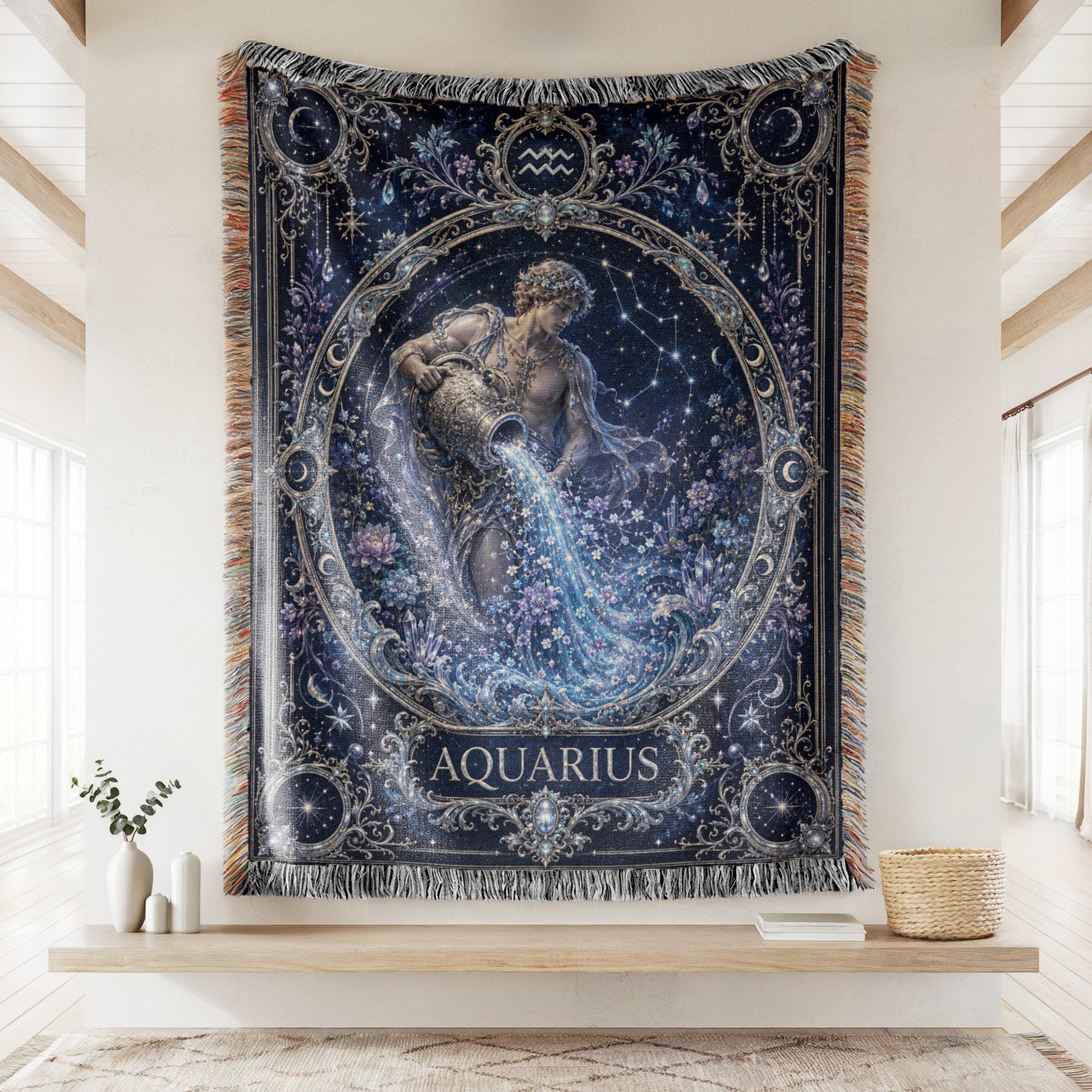 Aquarius Starlit Water Bearer Zodiac Blanket Secondary image