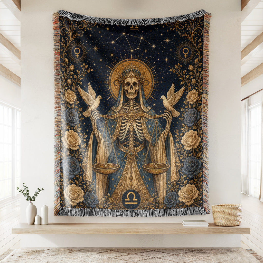 Libra Doves & Scales – Gothic Zodiac Blanket