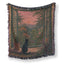 Sunset Garden Window Black Cat Blanket
