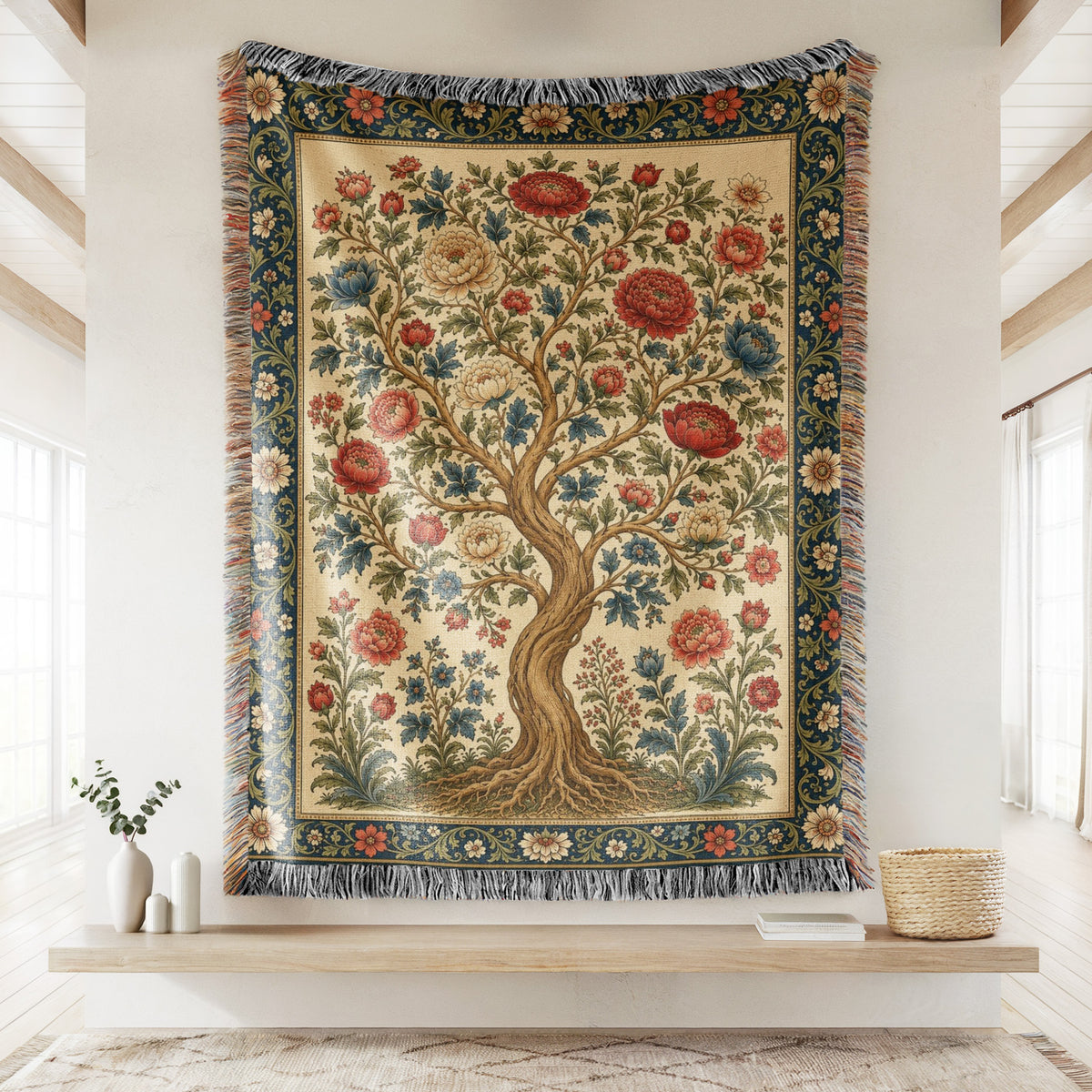 Royal Garden Tree Woven Blanket