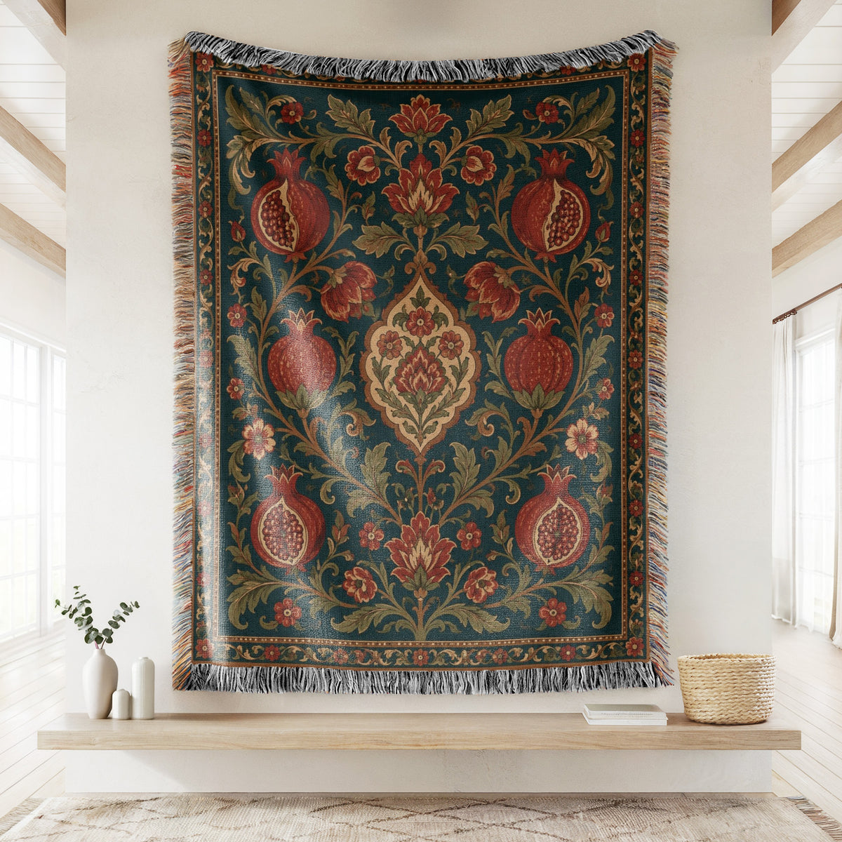 The Persian Pomegranate Garden Blanket