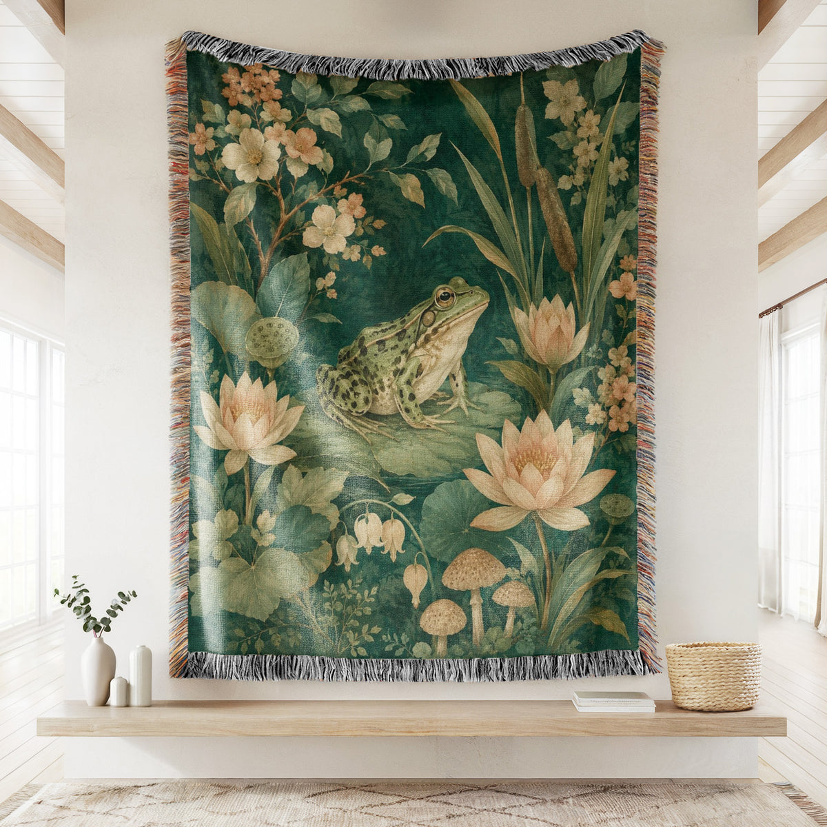 Water Lily Frog Garden Blanket