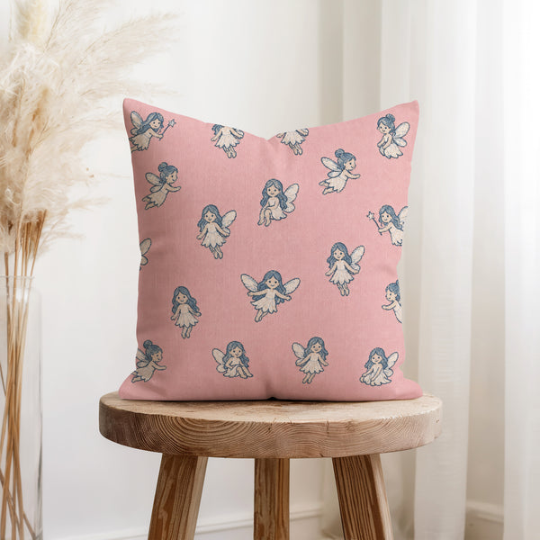 Little Blue Fairies – Blush Pink Pillow