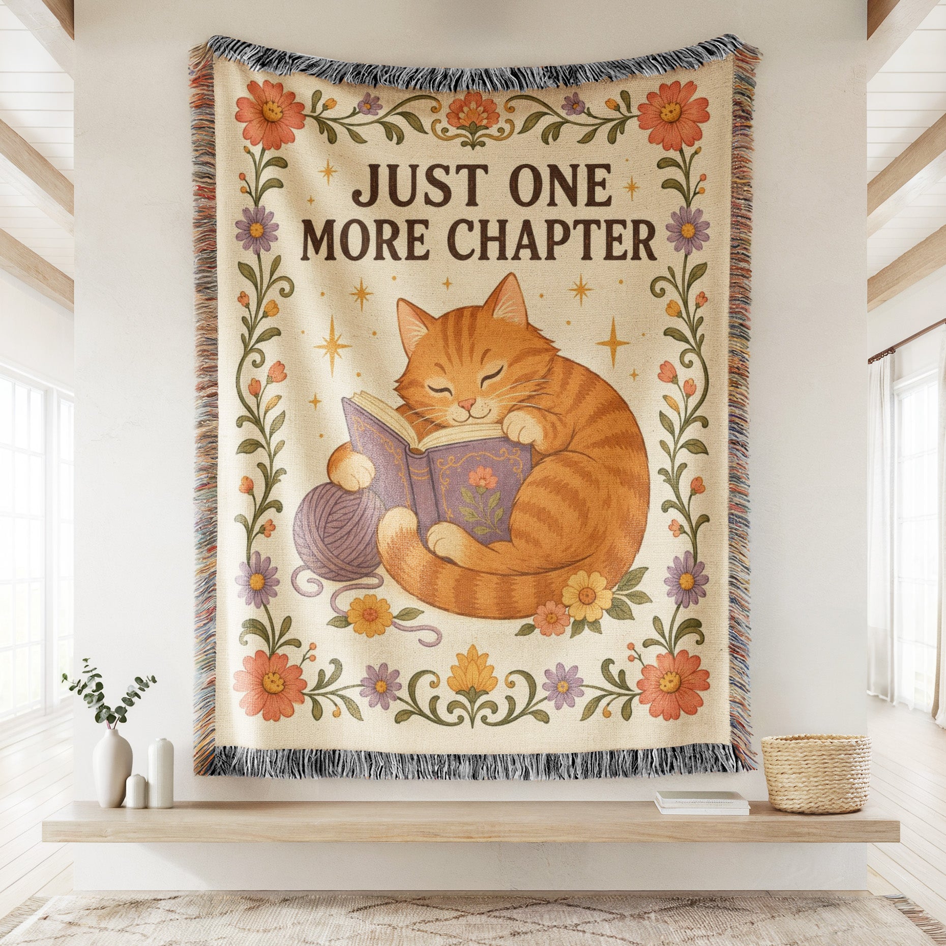 Just One More Chapter Cat Reading Blanket Secondary image