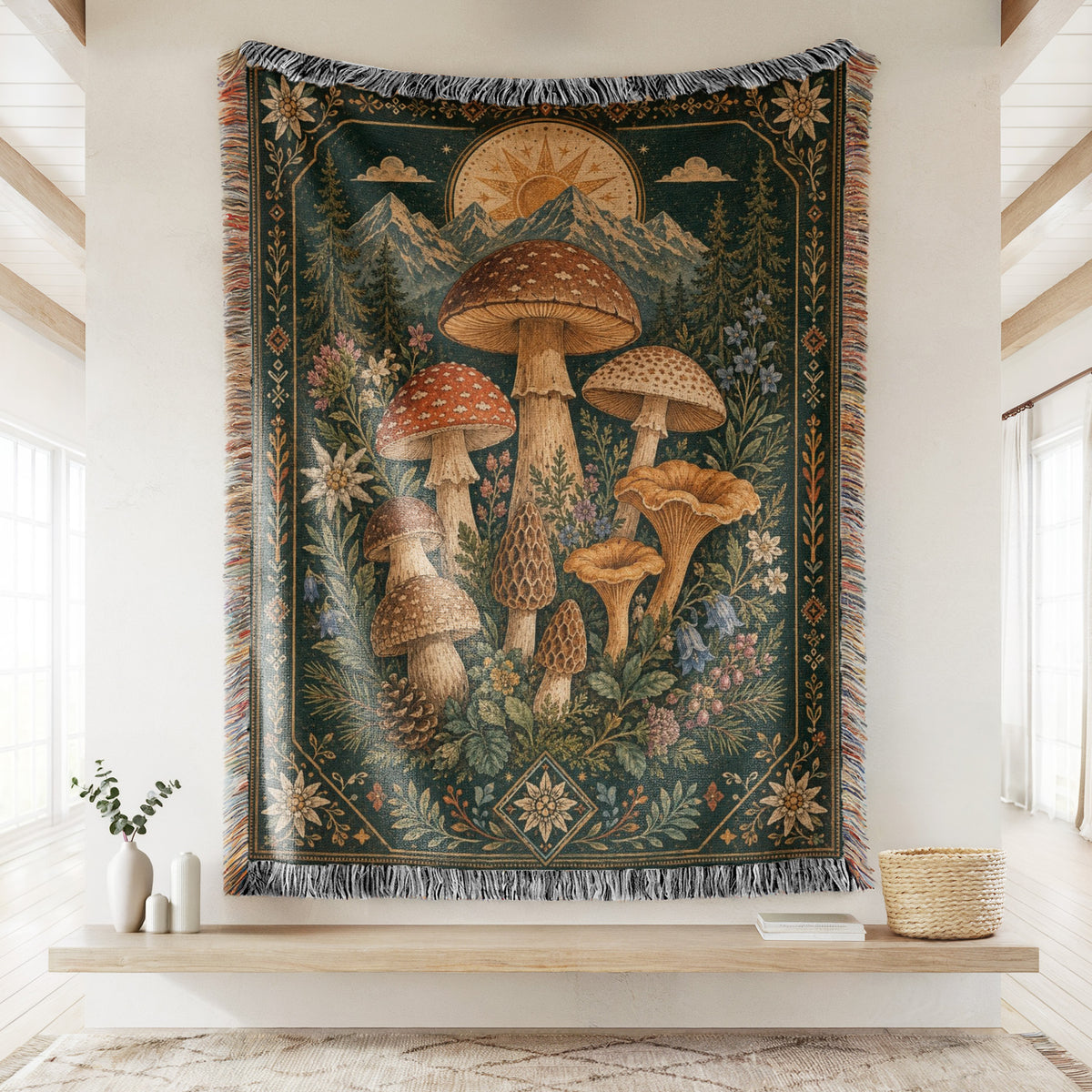 Alpine Mushroom Meadow Blanket