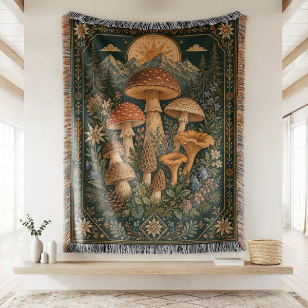 Alpine Mushroom Meadow Blanket