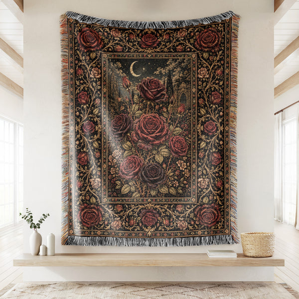 Midnight Rose Garden Blanket