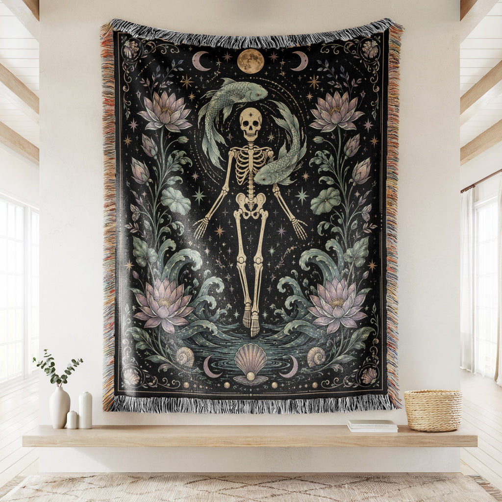 Pisces Twin Fish – Gothic Skeleton Zodiac Blanket