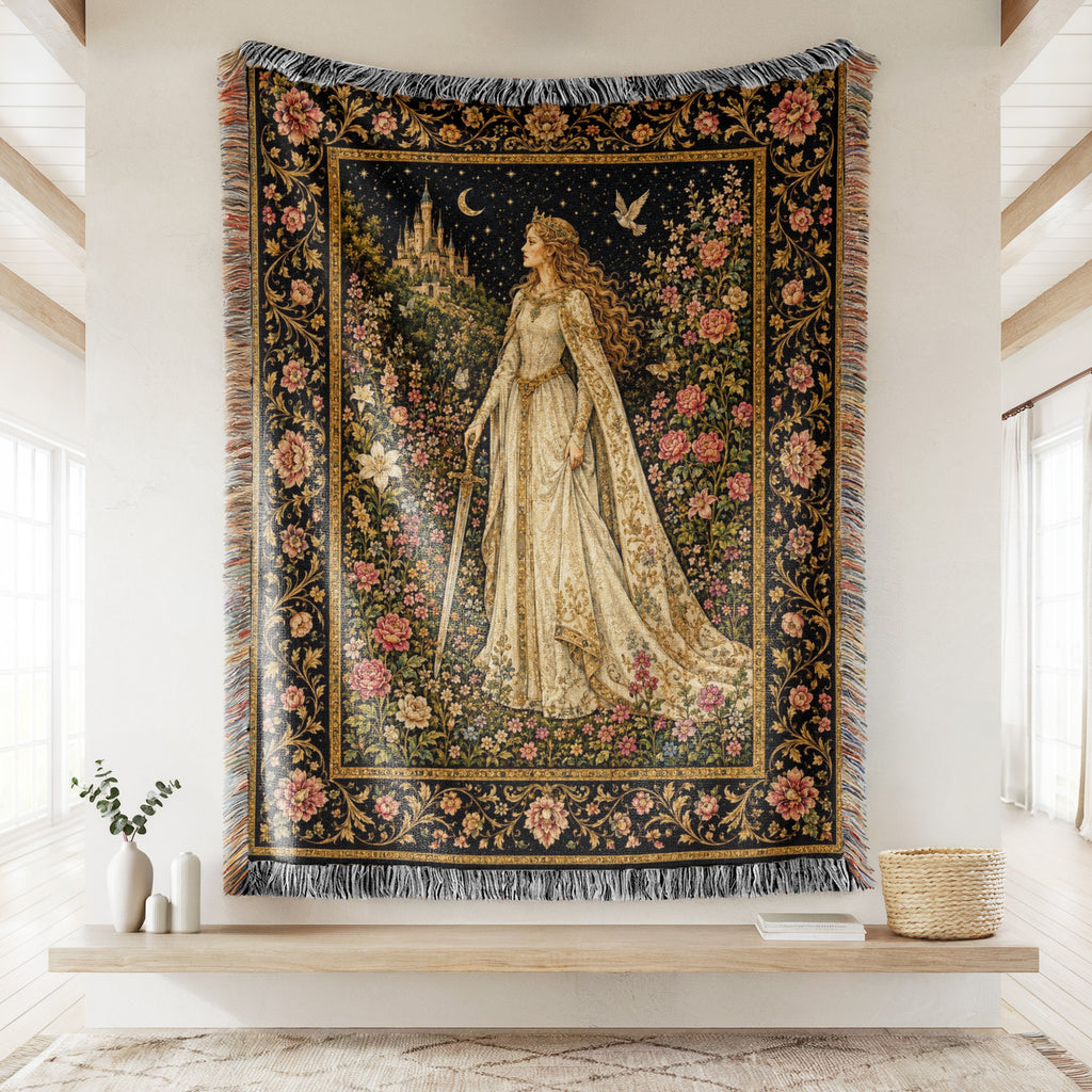 The Lady of the Moonlit Rose Garden Blanket