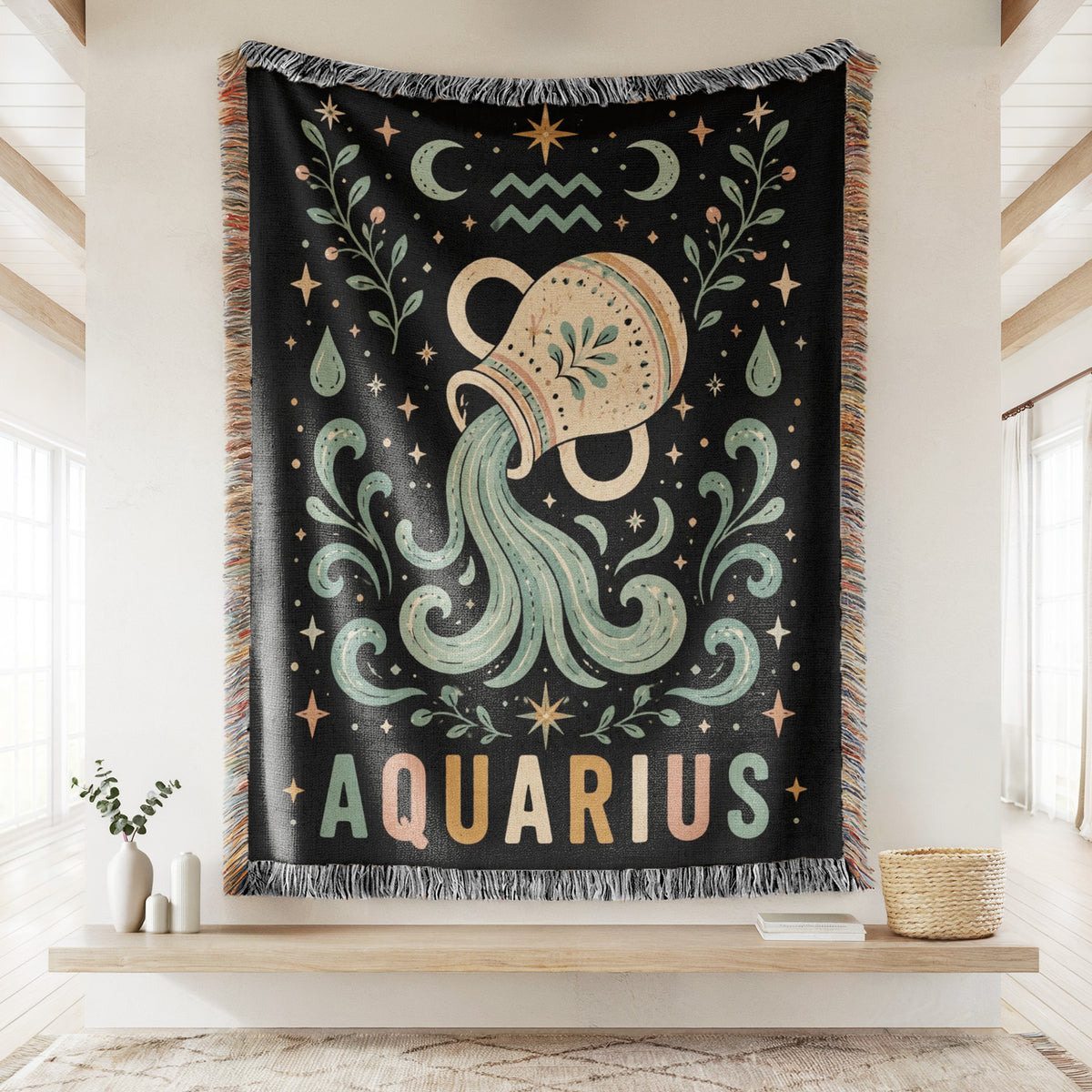 Aquarius Celestial Water Bearer Blanket