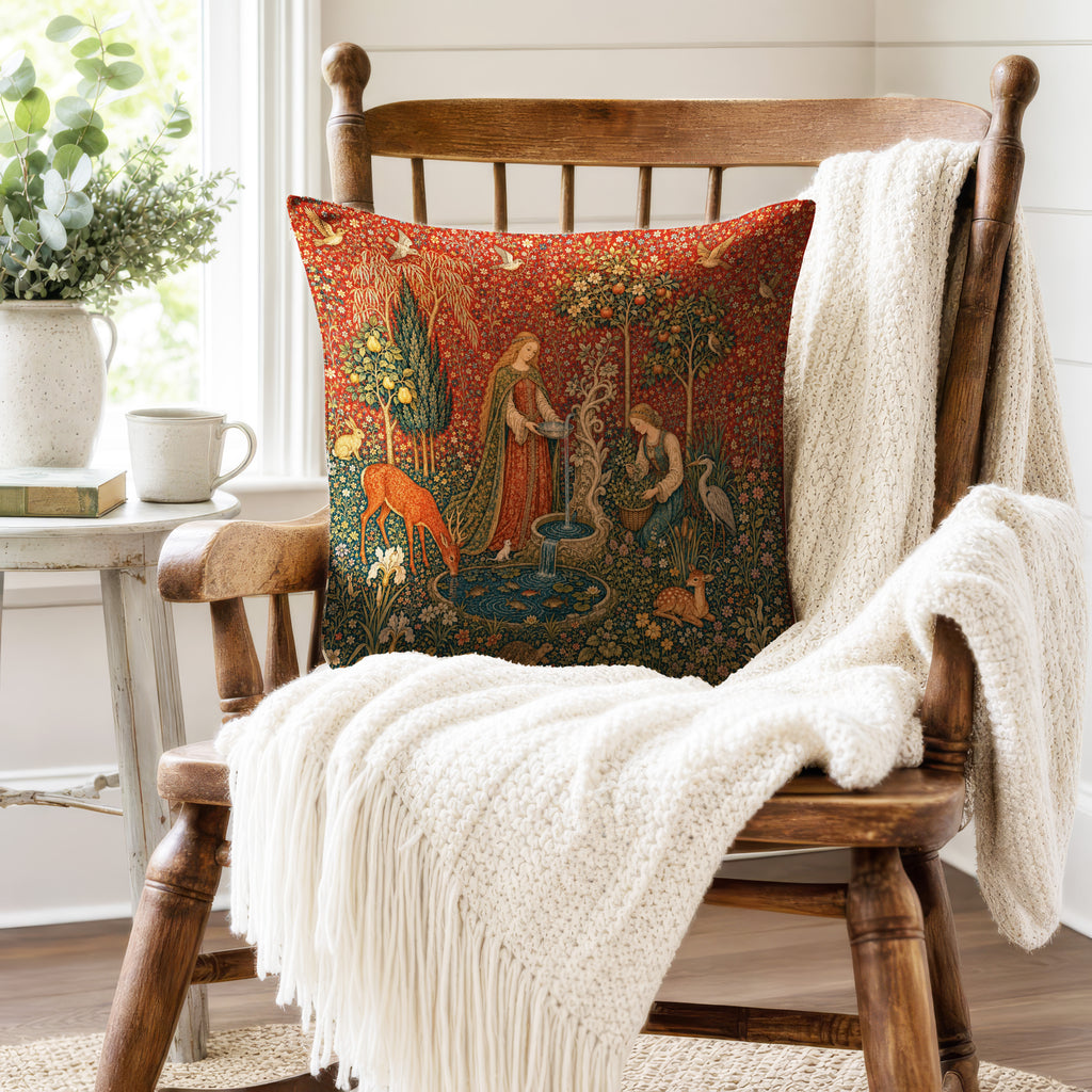 The Fountain Garden – Medieval Tapestry Pillow