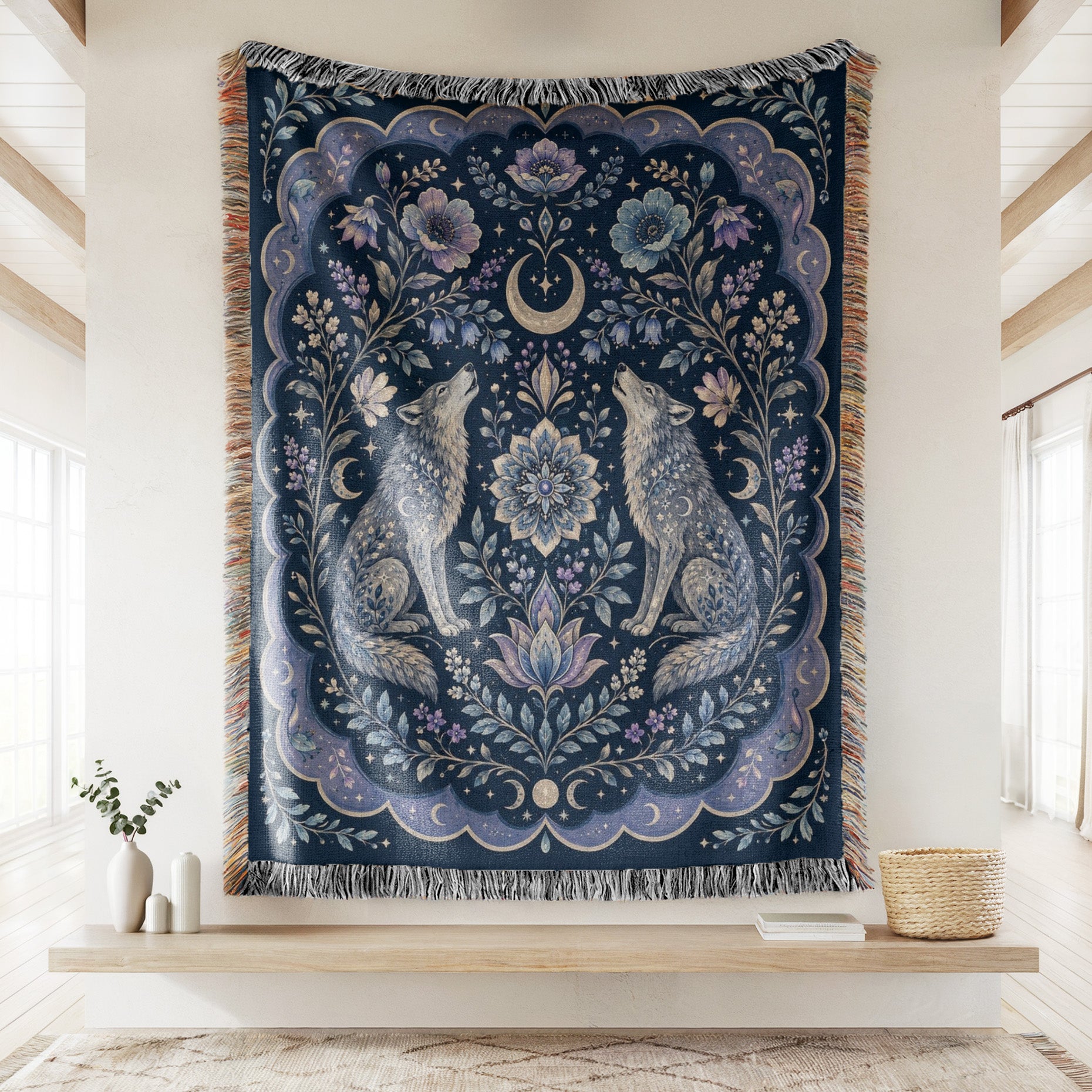 Midnight Moon Wolf Blanket Secondary image