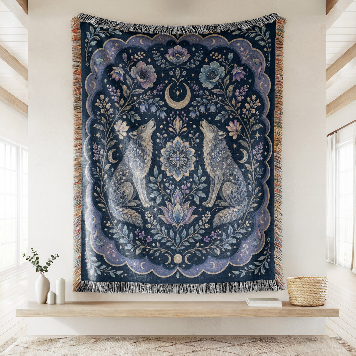 Midnight Moon Wolf Blanket