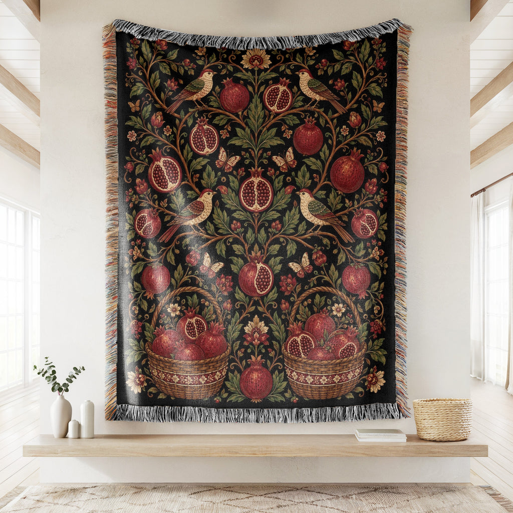 Birds of the Pomegranate Grove Blanket