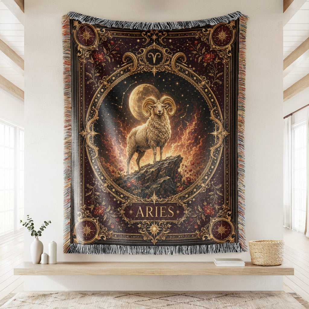 Aries Firemoon Ram Zodiac Blanket