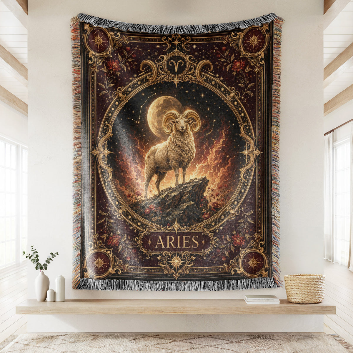 Aries Firemoon Ram Zodiac Blanket