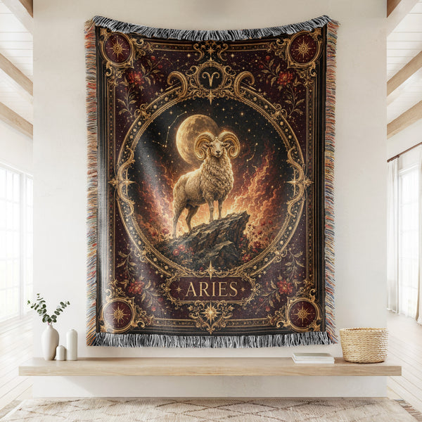 Aries Firemoon Ram Zodiac Blanket