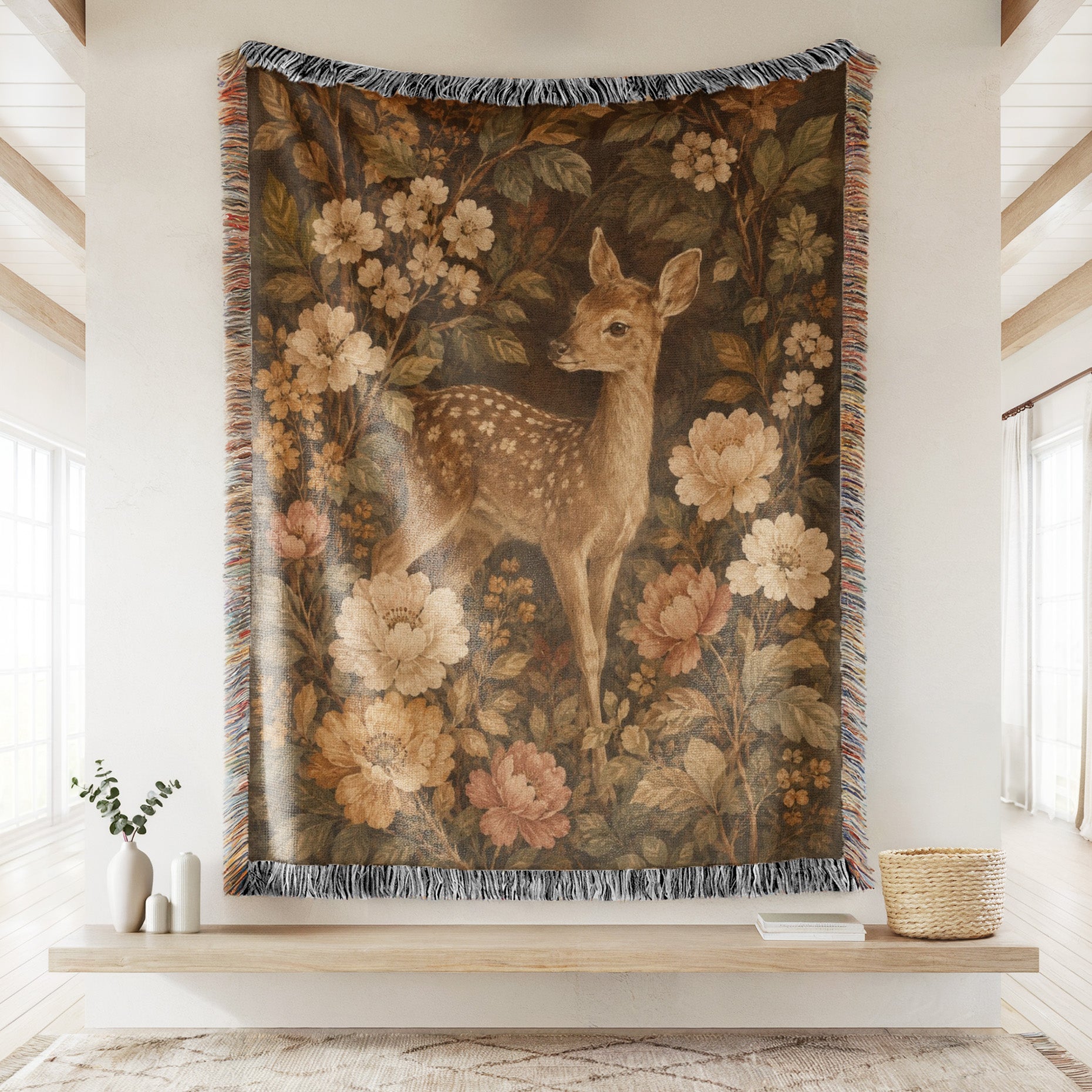 Autumn Fawn Floral Blanket Secondary image
