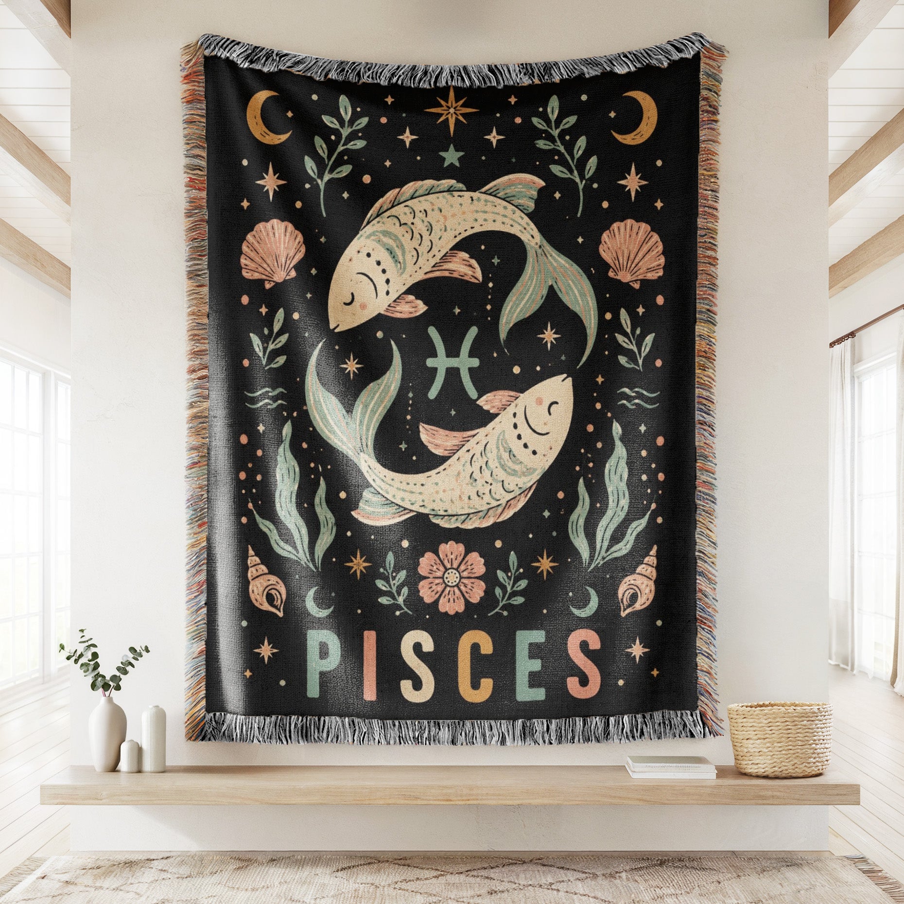 Pisces Celestial Twin Fish Blanket Secondary image