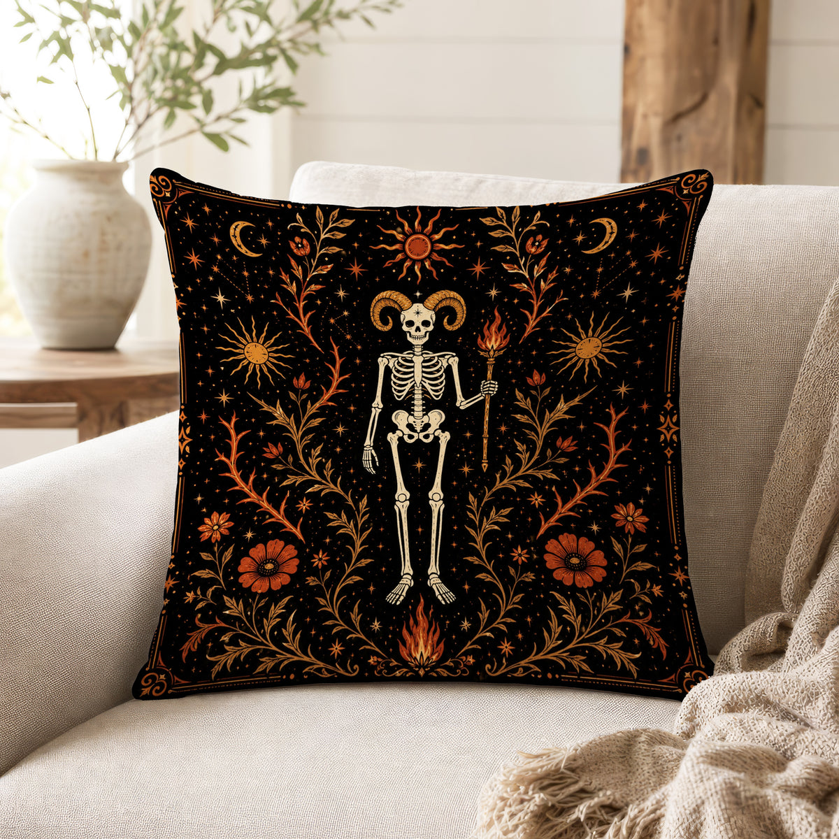 The Ram of Fire – Aries Gothic Zodiac Pillow