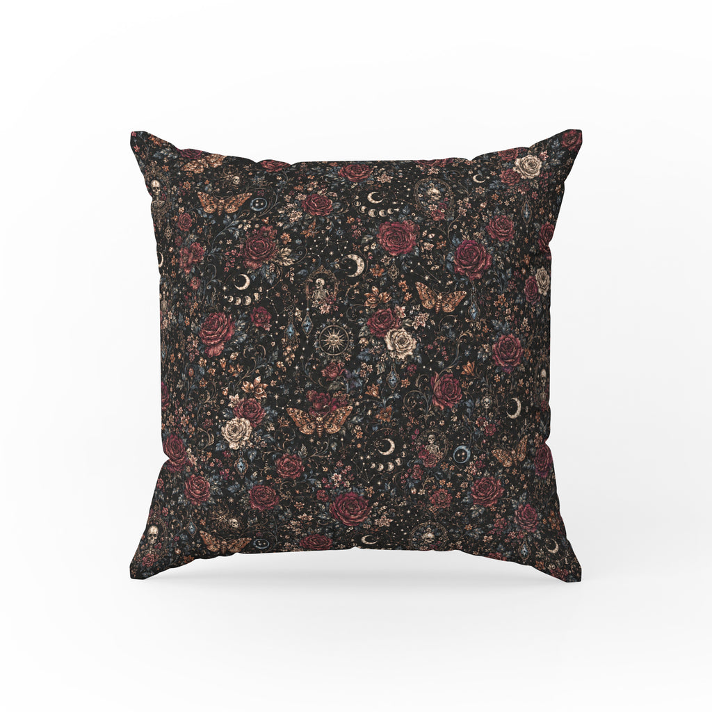 Crimson Nocturne – Gothic Rose & Moon Pillow
