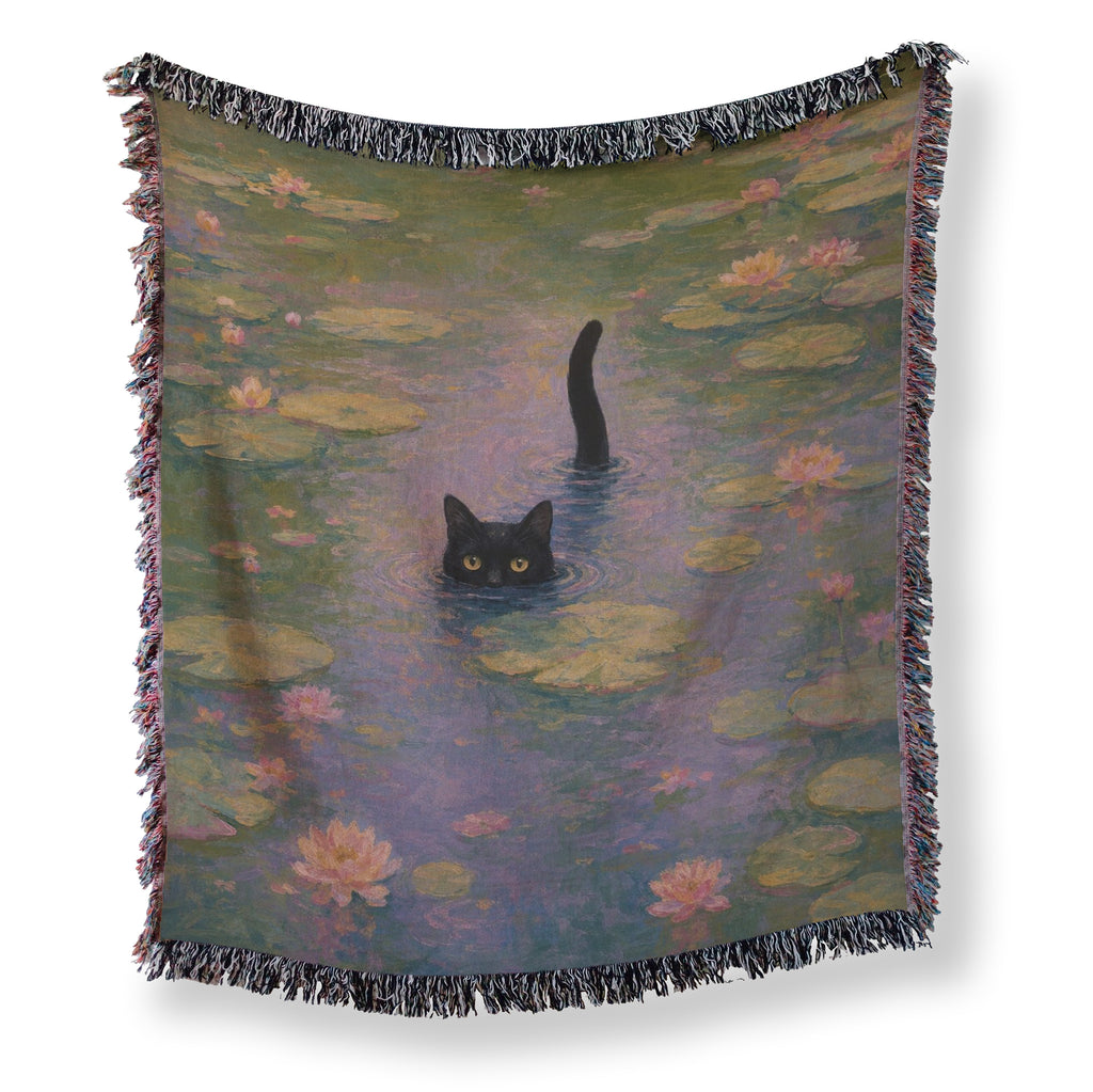 Lilypad Swimmer Black Cat Blanket
