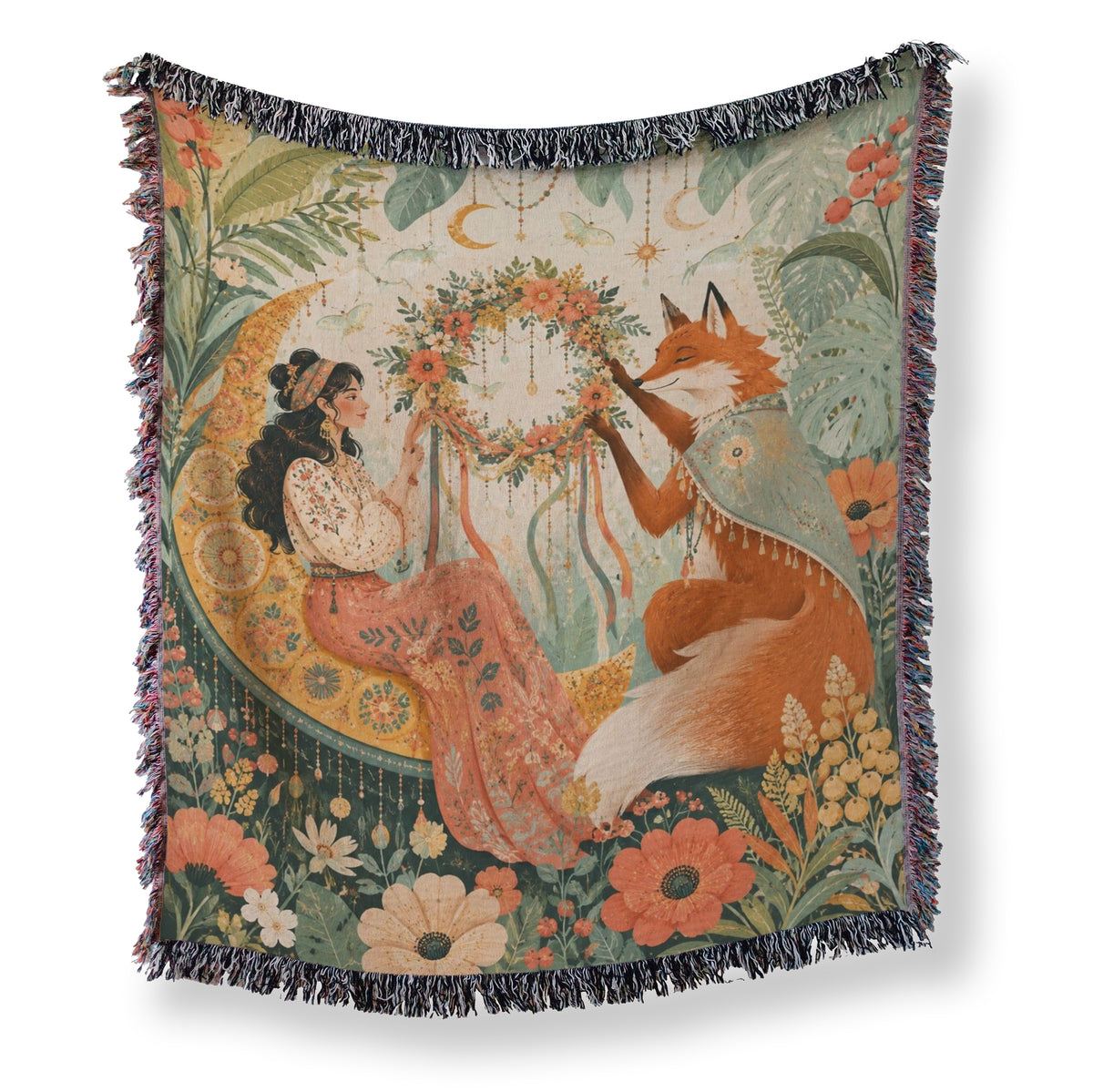Fox Flower Wreath Blanket