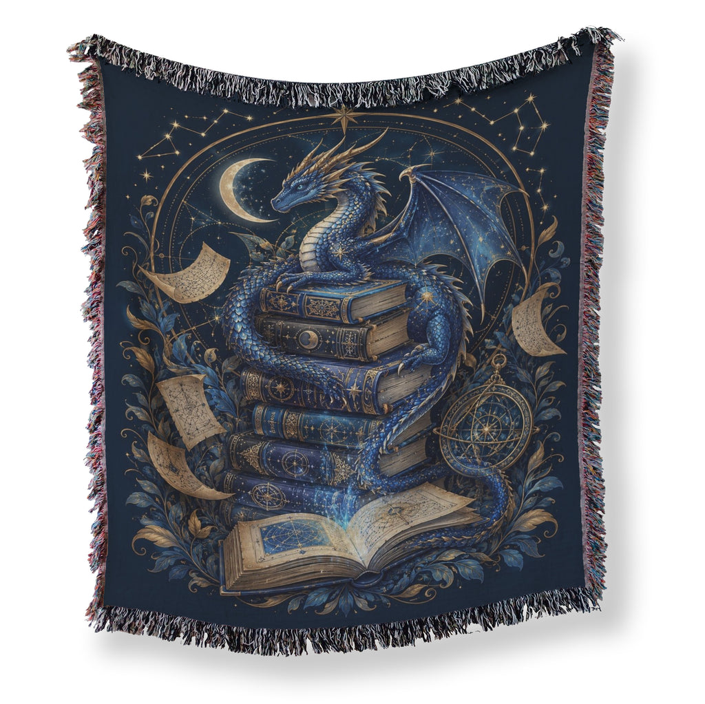 Celestial Blue Dragon & Ancient Books Blanket
