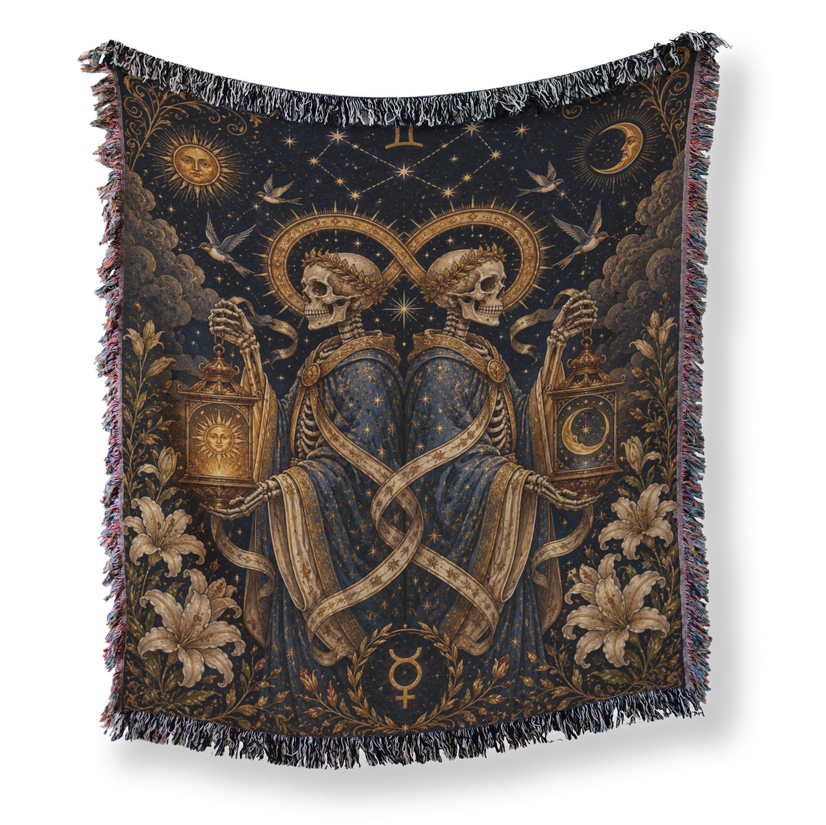 Gemini Twin Lanterns – Gothic Zodiac Blanket Main image